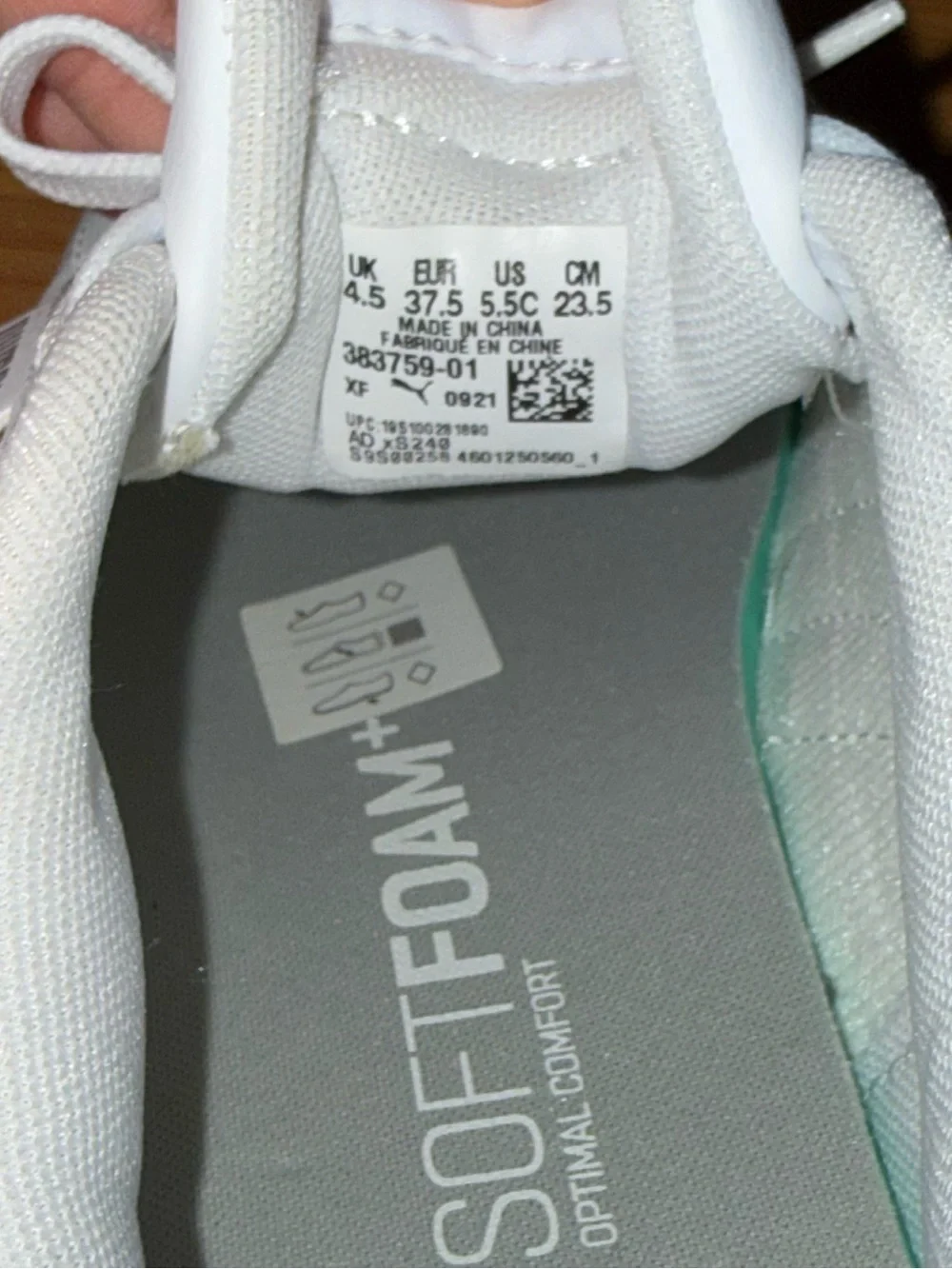 Puma Kids White Sneakers with Metallic Rose Accent